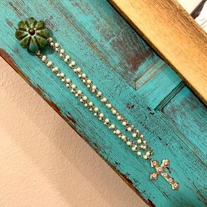Necklace cross with beads NWOT